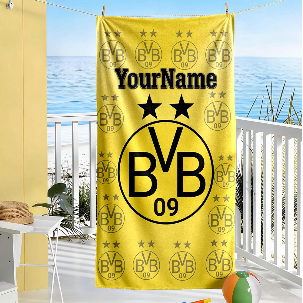 Borussia Dortmund Customize Your Name Beach Towel Soft Durable Quick-Dry