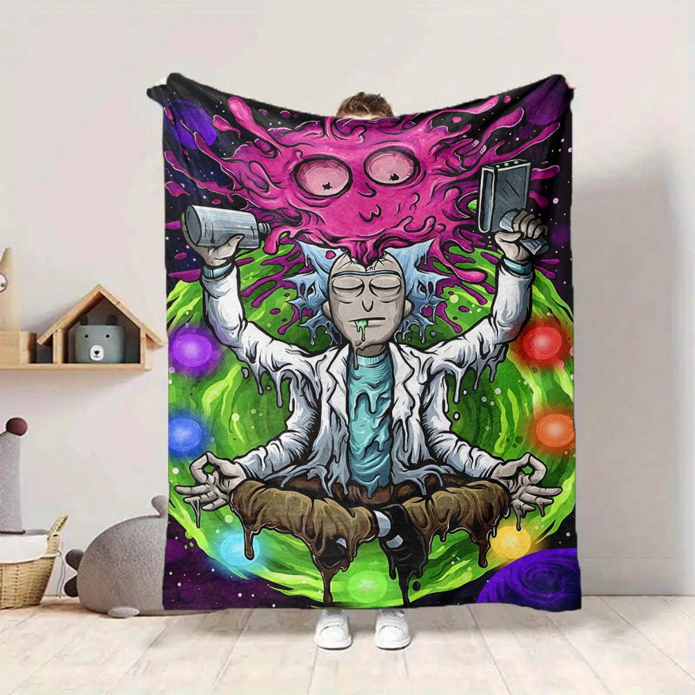 1 Stück Rick und Morty Decke Leichte Flanelldecke für Sofa, Bett, Reisen, Camping, Wohnzimmer, Büro, Couch, Stuhl und Bett