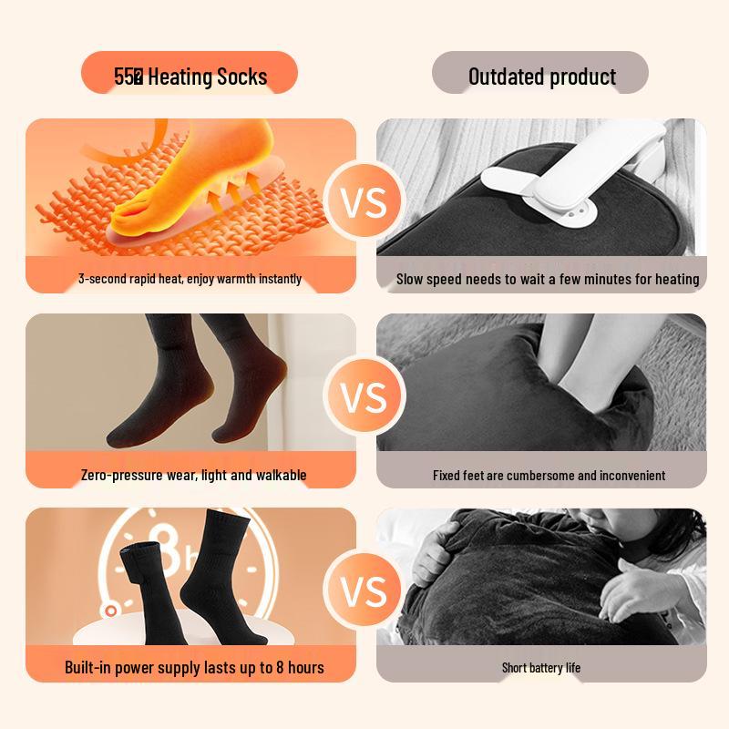 Electric Heated Winter Socks: Thick, Long Tube for Cold Protection & Outdoor Sports