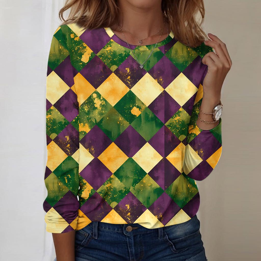 Langarmshirts für Damen, niedlicher Aufdruck, Grafik-T-Shirts, Blusen, lässig, Übergröße, Basic-Tops, Pullover