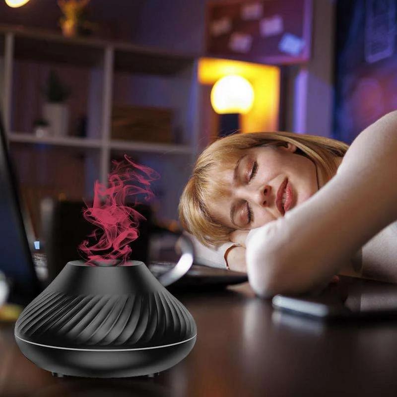 Volcano Fragrance Diffuser Essential Oil Lamp Usb Portable Air Humidifier With Colorful Flame Night Light Suitable Bedrooms