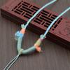 Hetian Jade Beeswax Tangka Rope Necklace with Multi-Treasure Hand-Rubbed Cotton Thread Tassels - DIY Weaving Accessory.