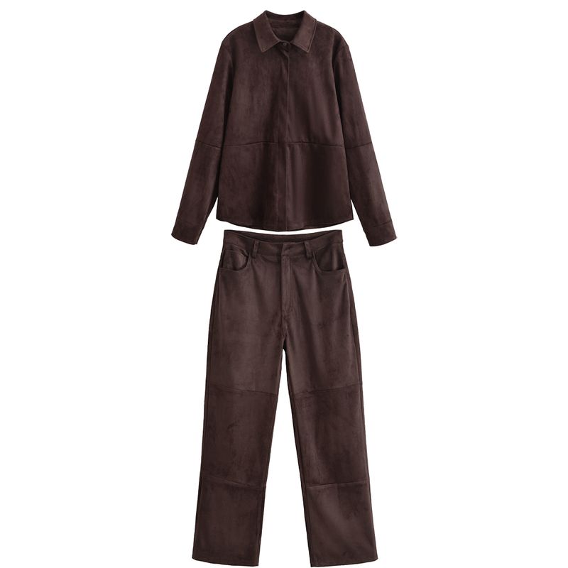 Kaslead New Women Clothes Western Style Double-sided Plush Shirts Outerwear Casual Pants 1966047 1906049