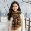 Cozy Winter Shawl Wrap Fleece Cashmere Feel Scarf Leopard Print Scarf  Winter Party