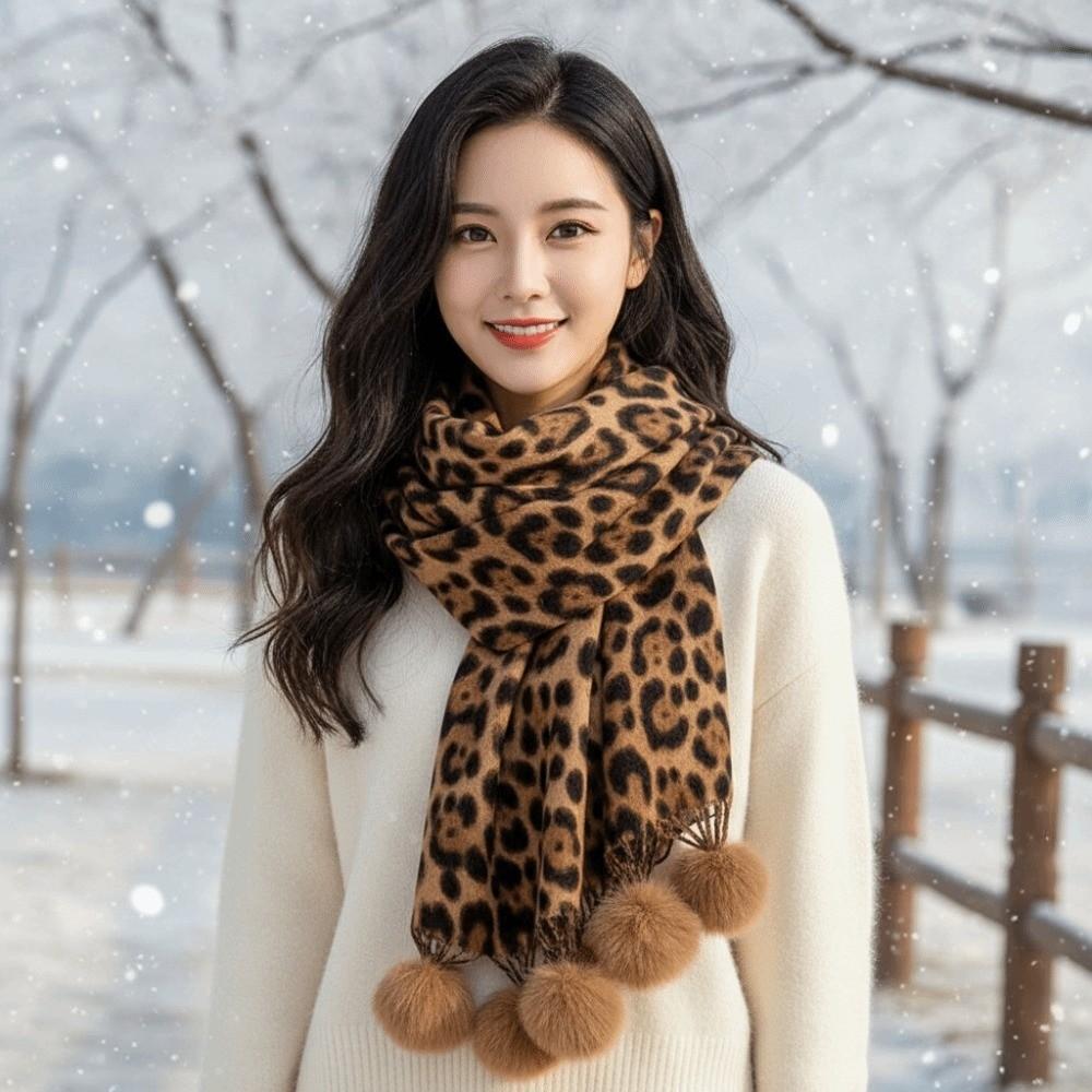 Cozy Winter Shawl Wrap Fleece Cashmere Feel Scarf Leopard Print Scarf Winter Party