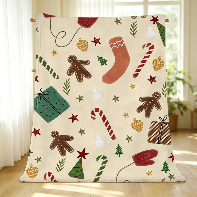 Thick Christmas Theme Flannel Blanket – Soft, Warm & Cozy, Ideal for Home, Winter, Guest Room, Single Backup