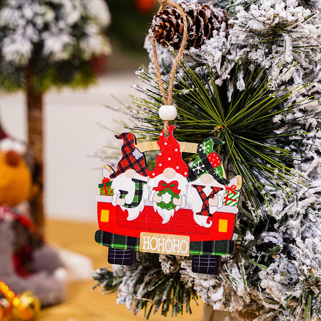 Wooden Truck Hanging Pendants Faceless Dwarf Old Man Small Pendant Drop Shipping Christmas Tree Decorations Adornos NavideñOs