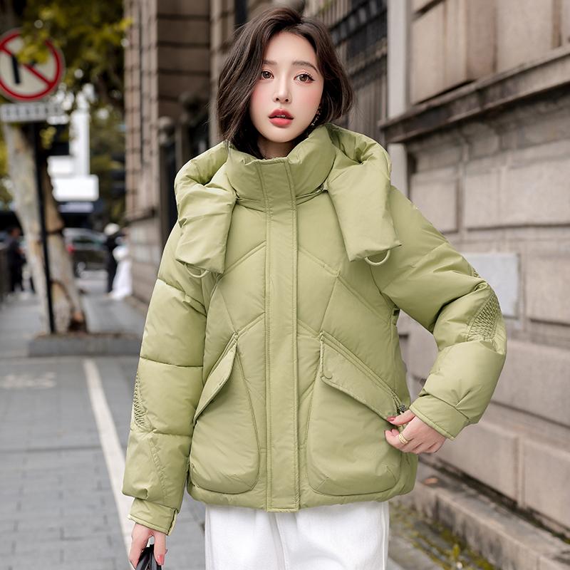 

Осень-зима, утепленная теплая парка, женская повседневная милая однотонная свободная куртка с большим карманом, длинное пальто с капюшоном, верхняя одежда XXL зелёный