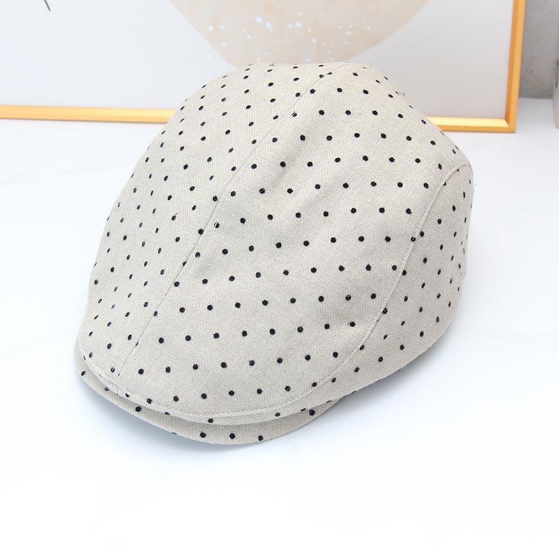 Retro Polka Dot Forward Hat Women's Summer Fashion Versatile Face Little Newsboy Beret Literary Painter Hat