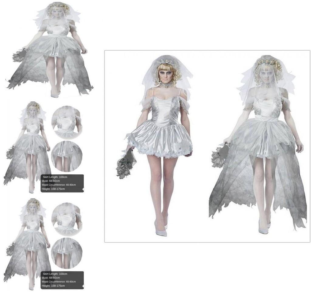 Halloween Ghost Bride Dress Costume For Women Role Play Party Cosplay