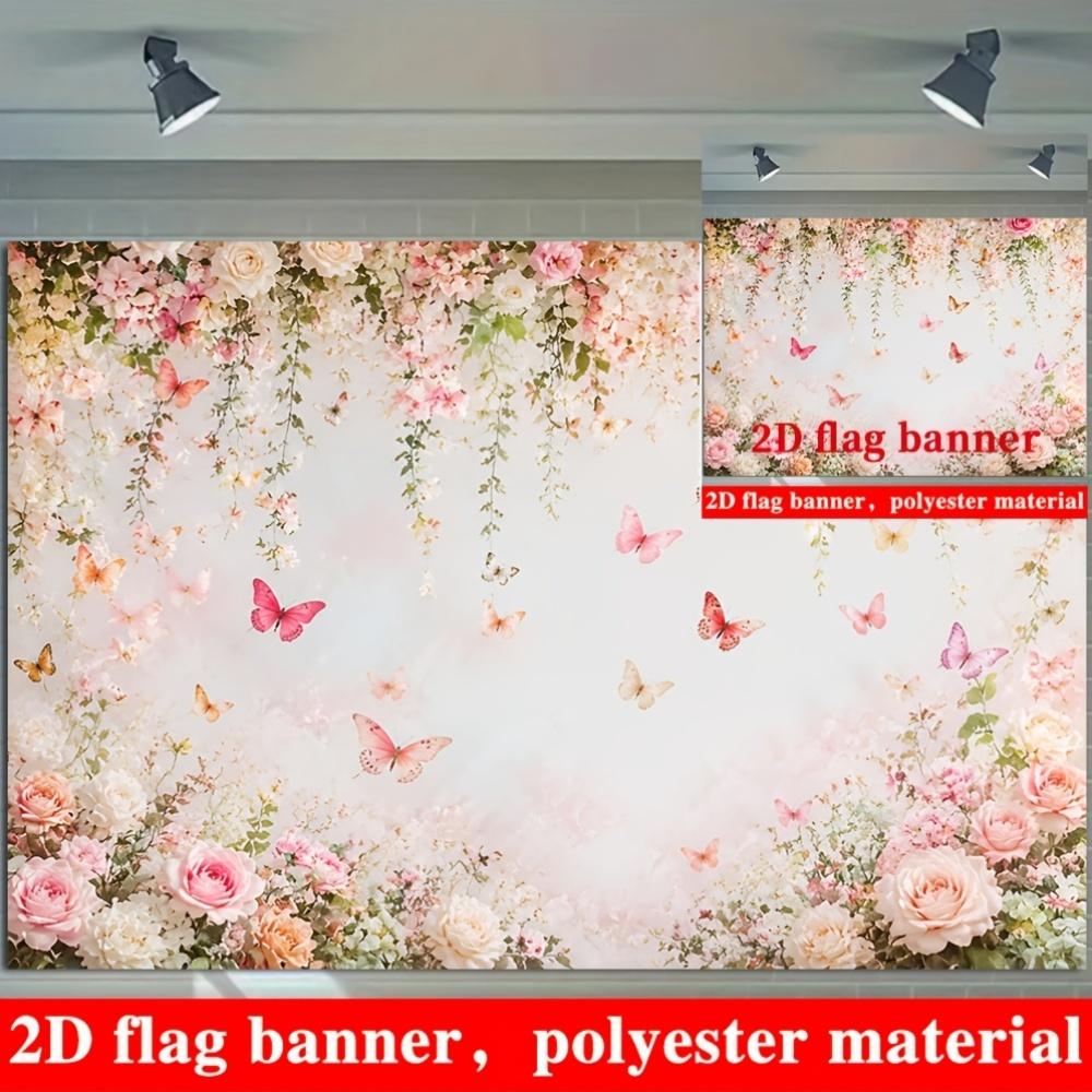 1Pcs Romantic Floral Butterfly Fresh Vines Decoration Background Spring Backdrop Decorations For Photo Studio Photo Booth Party