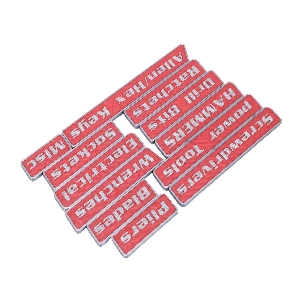 12pcs Magnetic Toolbox Labels Reusable 3D Printed Toolbox Drawer for Steel Tool Boxes Cart Drawers Cabinets