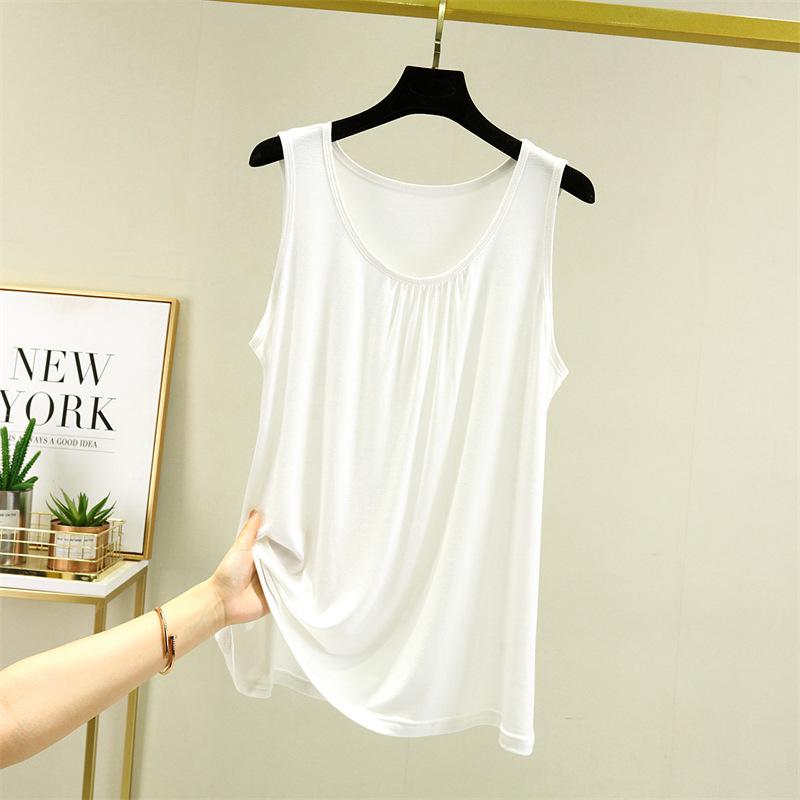 Home vest women's summer thin large size loose sleeveless top casual round neck inner suspender bottoming shirt
