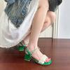 Open-toed sandals summer pearl temperament bow buckle strap thick heel sandals women