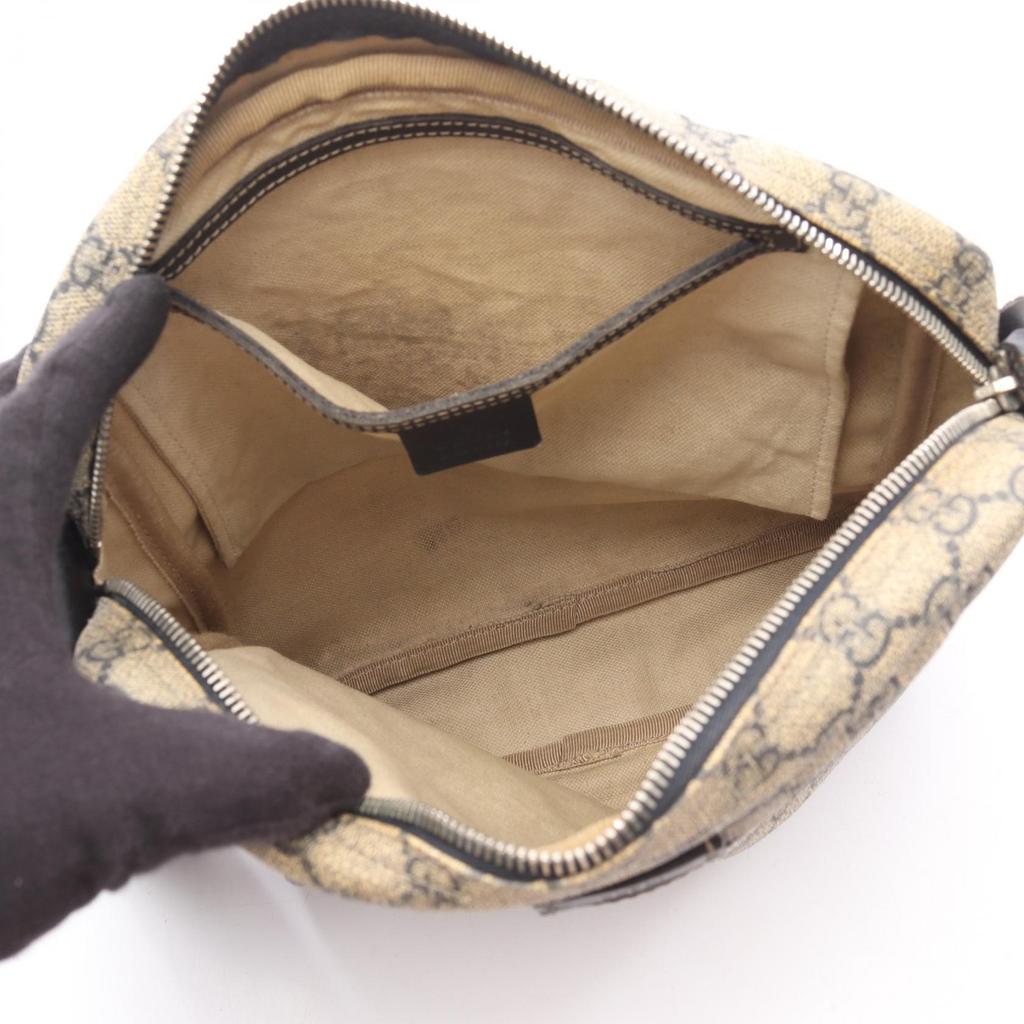 Used GUCCI GG Supreme Shoulder Bag 201448 PVC coated canvas leather Beige Navy Used Women