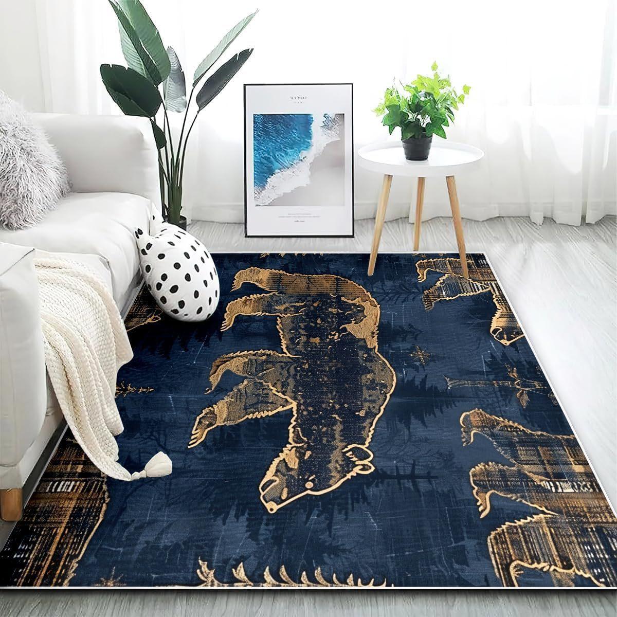 Tappeto Area Motivo Denim Retro Soggiorno Tappeti di Lusso Decorazione Casa Tavolo Antimacchia Antiscivolo Lavabile in Lavatrice 40X60cm-16x24in