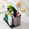 Stainless Steel Kitchen Storage Rack 3-In-1 Dishwasher Integrated Sink Detergent Soap Dispenser Drain Storage Box Organizer