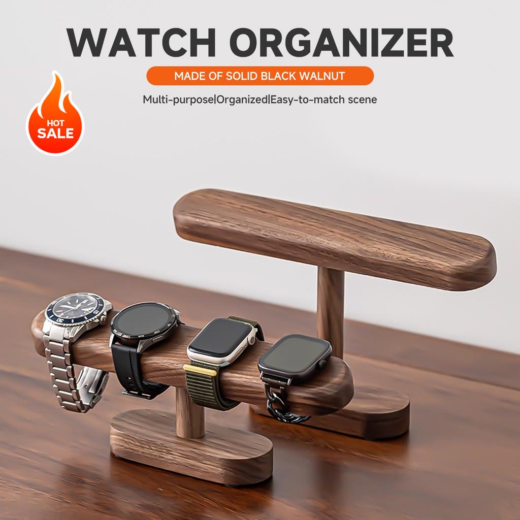 Walnuss-Uhrenhalterung, Displayhalter, Schmuckhalterung, Ketten-Fußkettchen, Kleiderbügel, Ständer, Organizer für Thekenshows