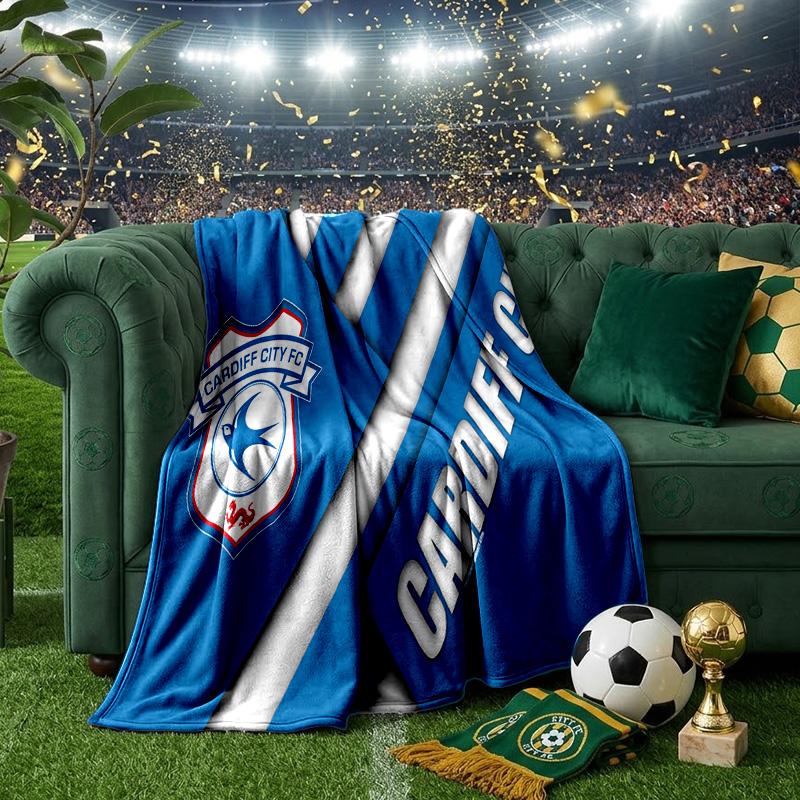 Cardiff Fc Crest Throws Blanket Flannel Blankets Plush for Couch Bed Gifts for Men Women Travel picnic blanket Christmas fan gifts