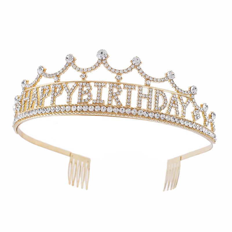 Meier Happy birthday rhinestone alloy crown party headwear