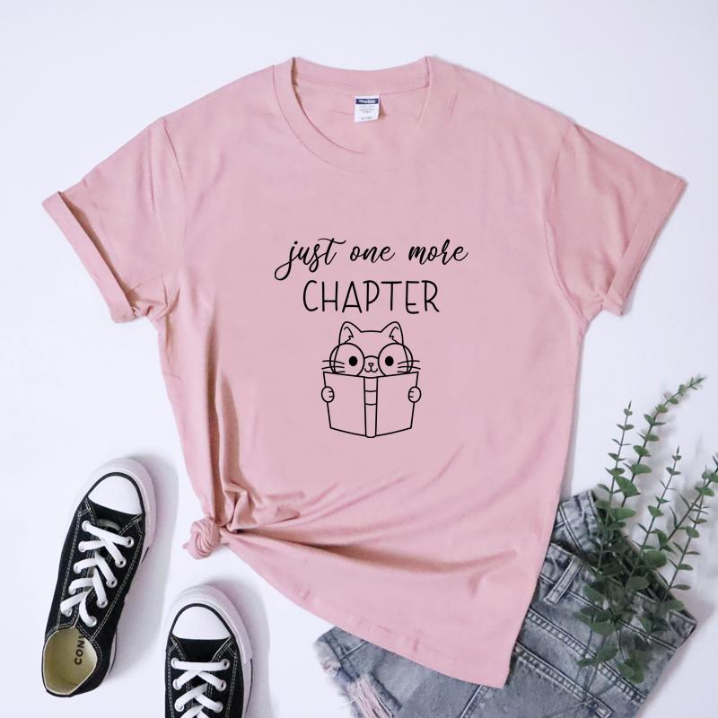Just One More Chapter Tshirt Kawaii Book Lover Gift Tshirt Funny Cat Mom Librarian Reading Tee Shirt Top Dropshipping
