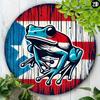 1pc Rustic Puerto Rican Frog Metal Sign 8x8 Inch Round Aluminum Wall Art Durable Home Office Decor Gift for Cafe Bar Indoor Outdoor