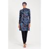 Women's Navy Blue Patterned Lycra Fully Covered Hijab Swimsuit