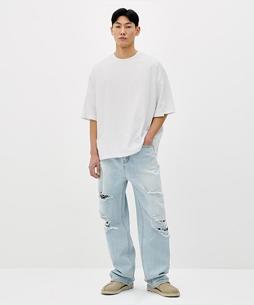 ERRORS EXCEPTED Hs501Wh Asymmetrical Short Sleeve T-Shirt (White)