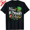 Happy St Patricks Day Irish Hat Shamrocks Horseshoe Flag Party Gift for Him Cotton Short Sleeve Crew Neck Casual Men T Shirt