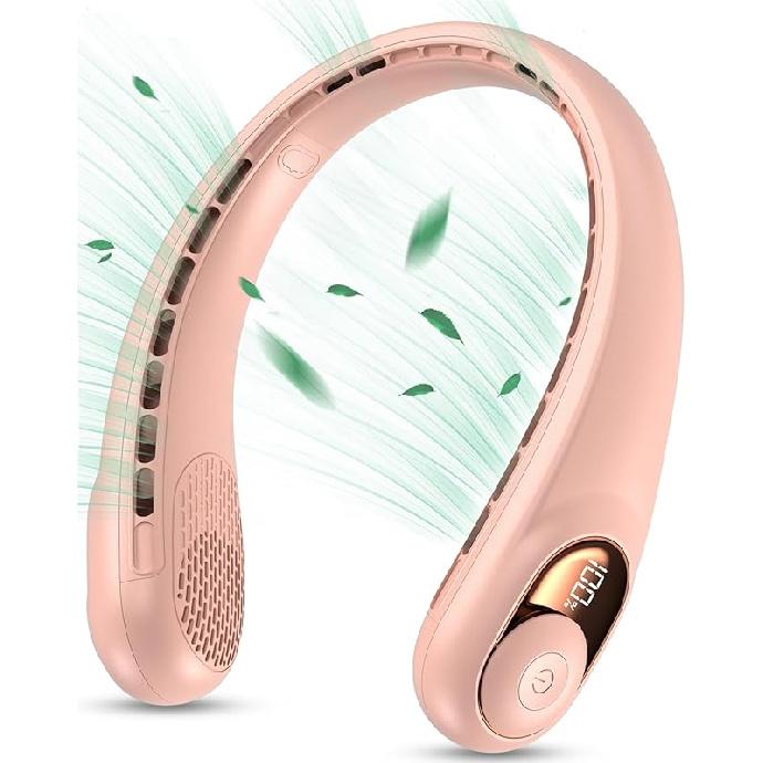 KIDEE Neck Fan, Portable Bladeless Neck Fans, Upgrade 360° Airflow, Super Quiet, 3 Speeds, 4000mAh Personal Wearable Neck Fan, Upgraded Cooling Air