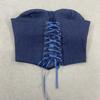 European and American summer temperament strapless waist cinching sexy lace up vest