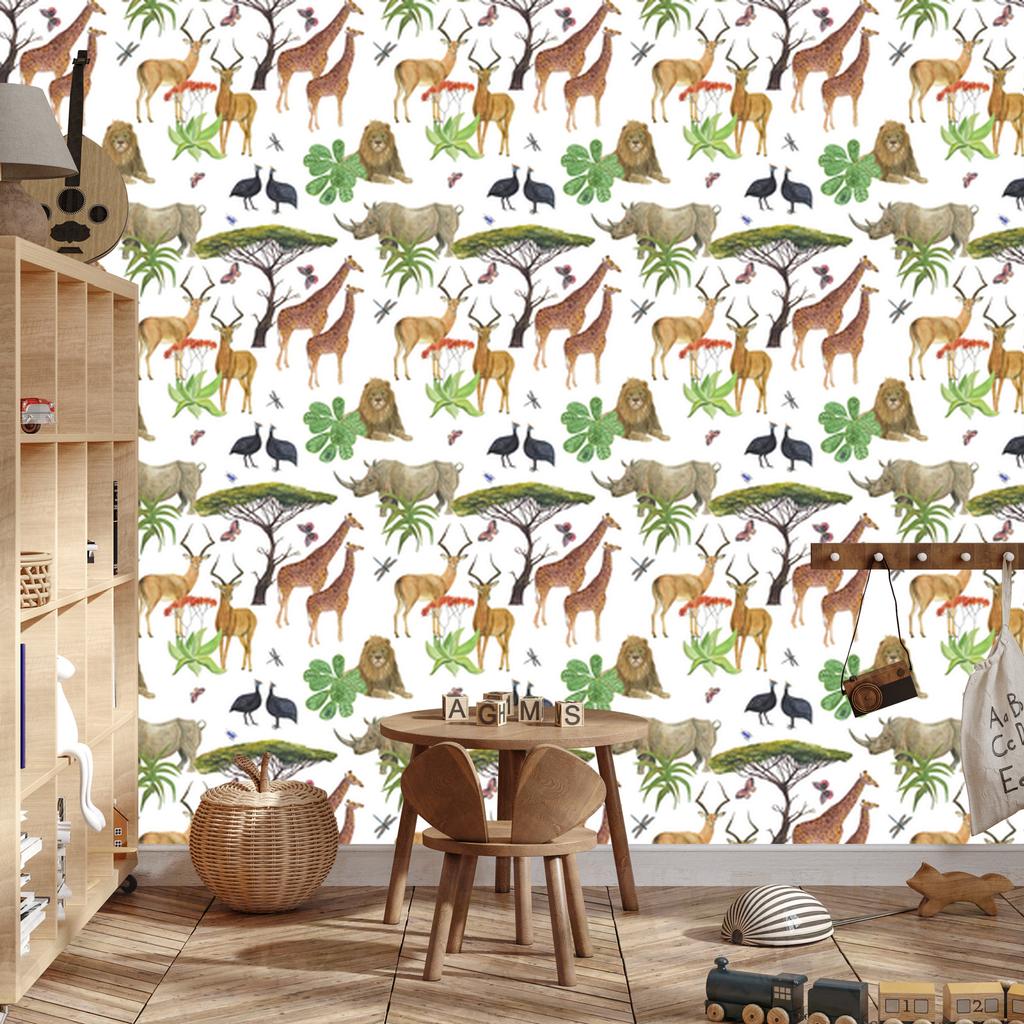 Savannah Animals Wallpaper for Living Room and Bedroom 50x1000