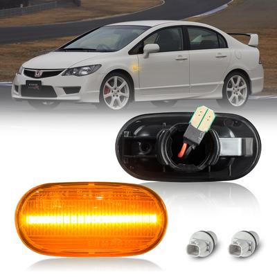 GemPro Honda Civic Hybrid Side Marker Kit with 4D Flashing Turn Signals, Vehicle Inspection Compliant, Clear Lens, Custom Honda Parts