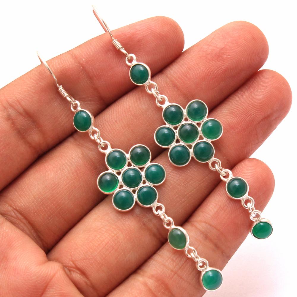 

Серьга с иолитом, серебряное украшение-шарм, украшение ручной работы из стерлингового серебра 925 пробы, серьга-подвеска, женское украшение зелёный