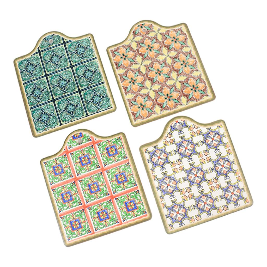 4 Pieces Coasters with Cork Accessories Heat Insulation Ceramic Reusable Nordic for Tea