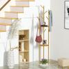 Metal Gold Coat Rack Stand Coat Hanger Stand Hall Tree with Marble Shelf