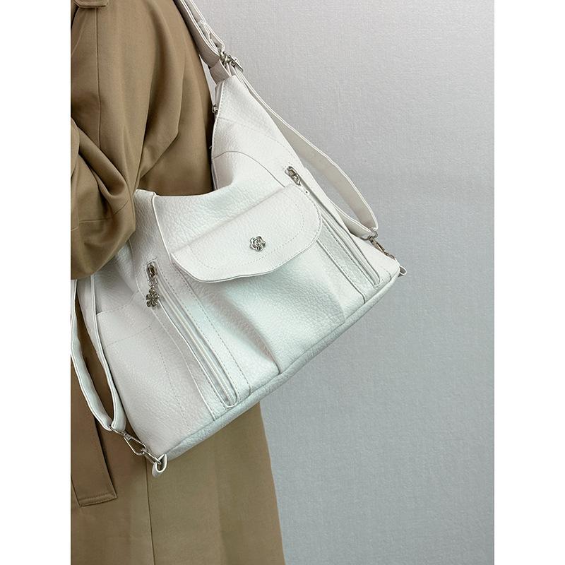 

Рюкзак Spice Girl из мягкой кожи в стиле ретро с большим объемом, разнообразные варианты спинки, универсальная сумка-мессенджер на одно плечо высокого класса белый