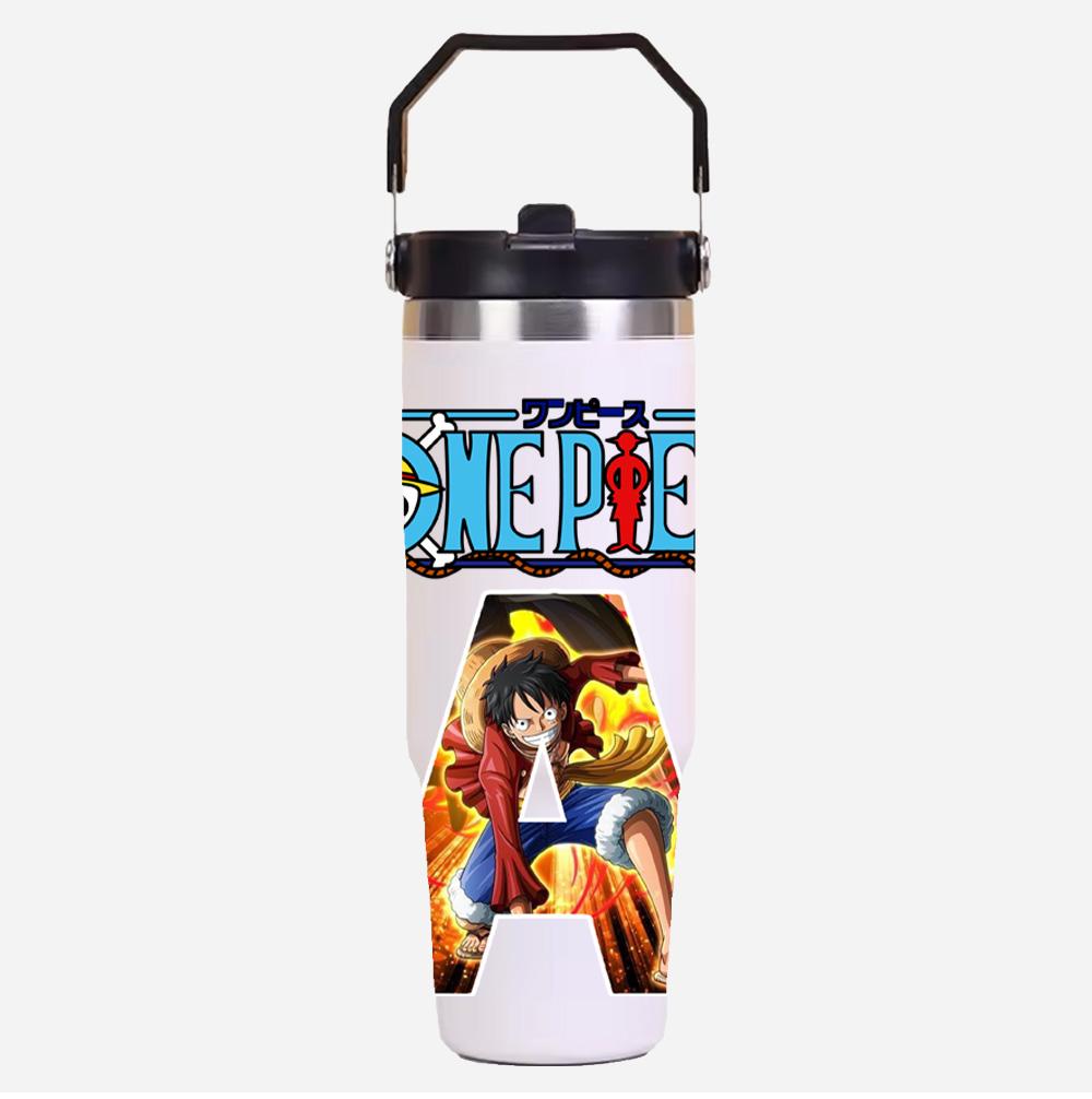 30oz Anime A-Z English Letter Printed Simple Solid Color Stainless Steel Thermos Water Cup Thermal Insulation Cold Ice Cup