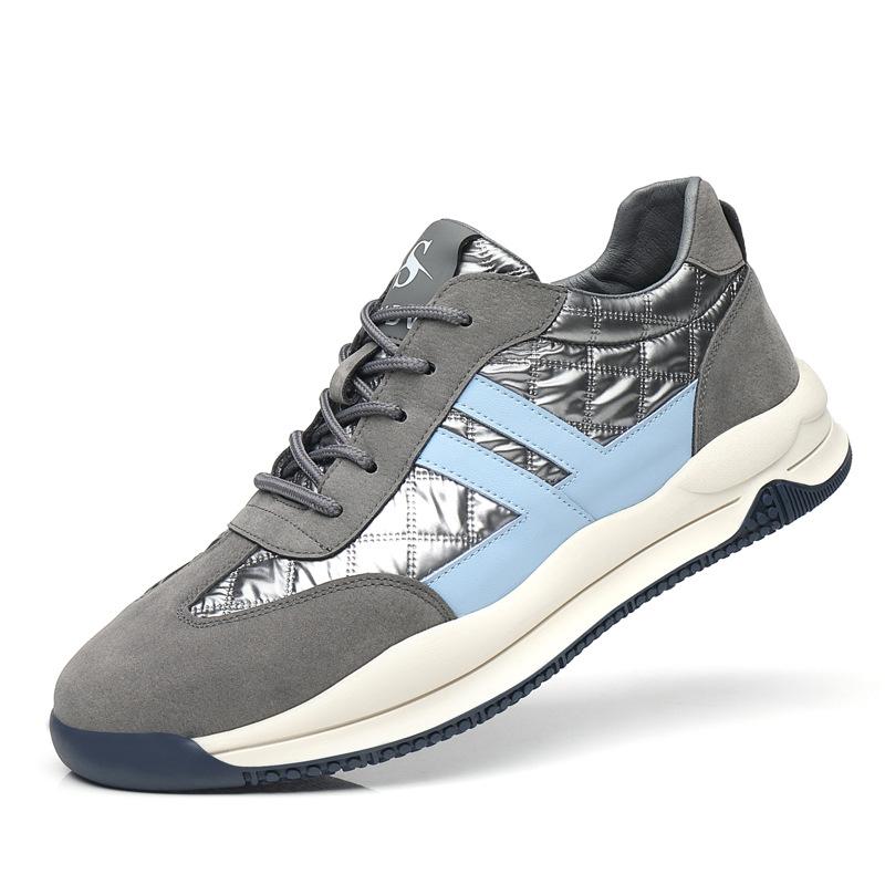 Inner Height-increasing Men's Shoes Leather Breathable Ice Silk Canvas Shoes Men's Casual Board Shoes Sports Trendy Shoes Versatile Soft-soled Shoes