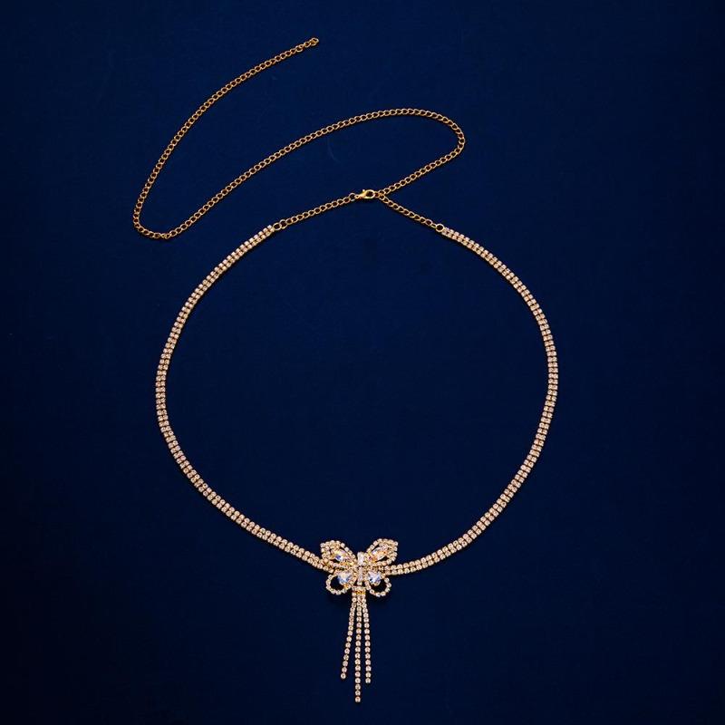 Rhinestone Light Luxury Waist Chain Full Diamond Zircon Butterfly Waist Chain Sexy Personality Butterfly Pendant Waist Body Chain
