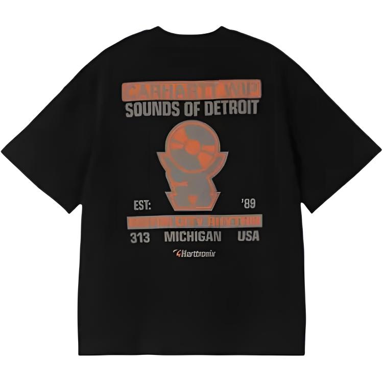 Carhartt WIP Logo Printed Loose Fit Crew Neck T-Shirt Men tops Black I034395-89-XX