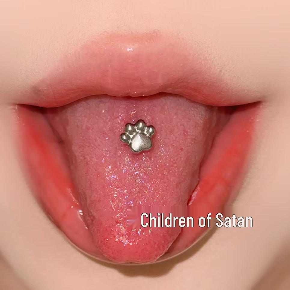 

Satan s Child Titanium Steel Tongue Ring: Sweet, Cool, Cute Design 16mm length, 1.6mm thickness