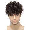 Mens Ombre Wigs Synthetic Short Afro Curly Wig Realistic Black Man Hair Replacement Wig with Bangs Daily Costume