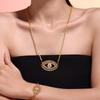 Devil's Eye Zircon Jewelry Set: Micro-Paved Titanium Steel Necklace, Bracelet & Earrings