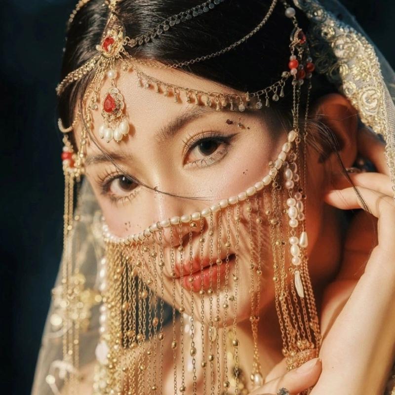 Exotic Forehead Jewelry Accessory Opulent Forehead Jewelry with Pearls Drop Stylish Fringes Headwear for Parties