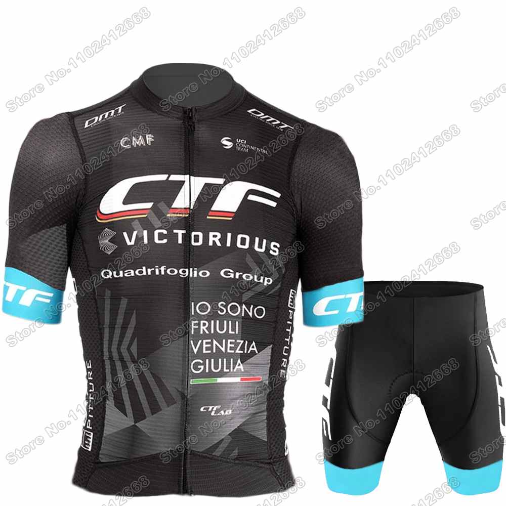 Cycling Team Friuli Victorious Cycling Jersey Set CFT Men Cycling Clothing Road Bike Shirt Suit Bicycle Bib Shorts MTB Wear