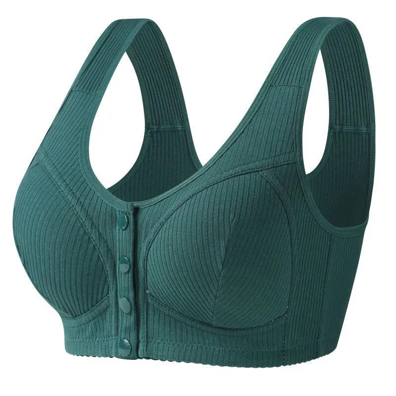 Large Size Bra Without Steel Ring Cotton Middle-aged and Elderly People's Front Buckle Gather Underwear Women's Vest Style