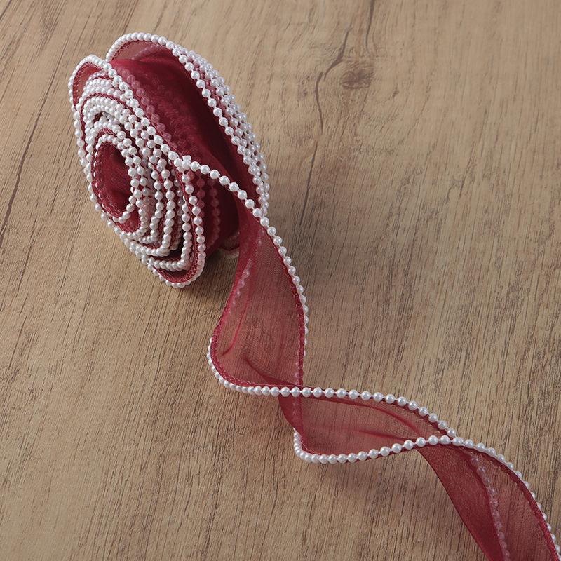 1PC Pearl-edged Fishtail Wavy Ribbon Cake Bouquet Decorative Ribbon Fairy Breath Fluttering 4cmx4.5m