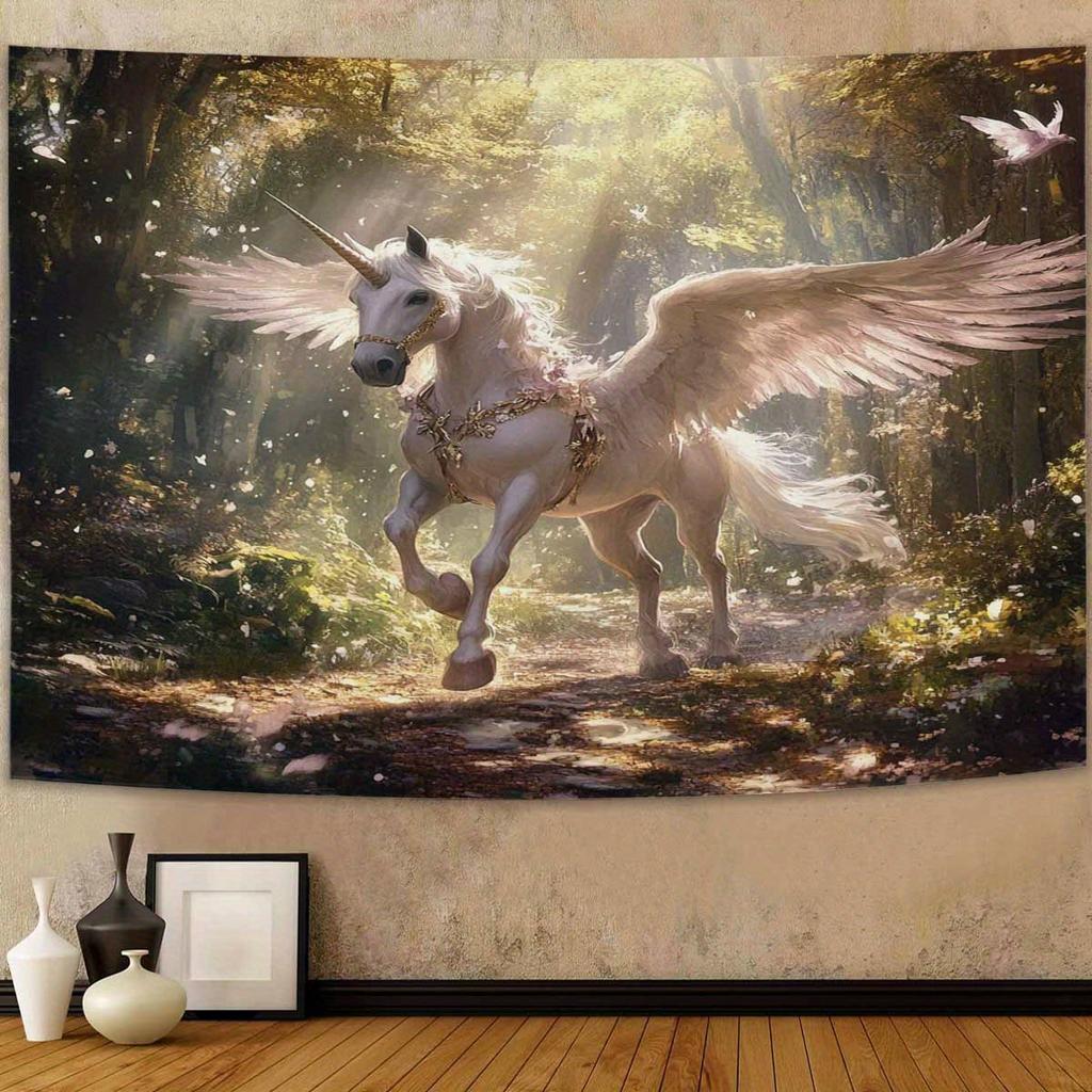 Cute Cool Horse Elements Peach Skin Tapestries 1pc Novelty Pattern Wall Hanging for Living room Bedroom Dorm Office