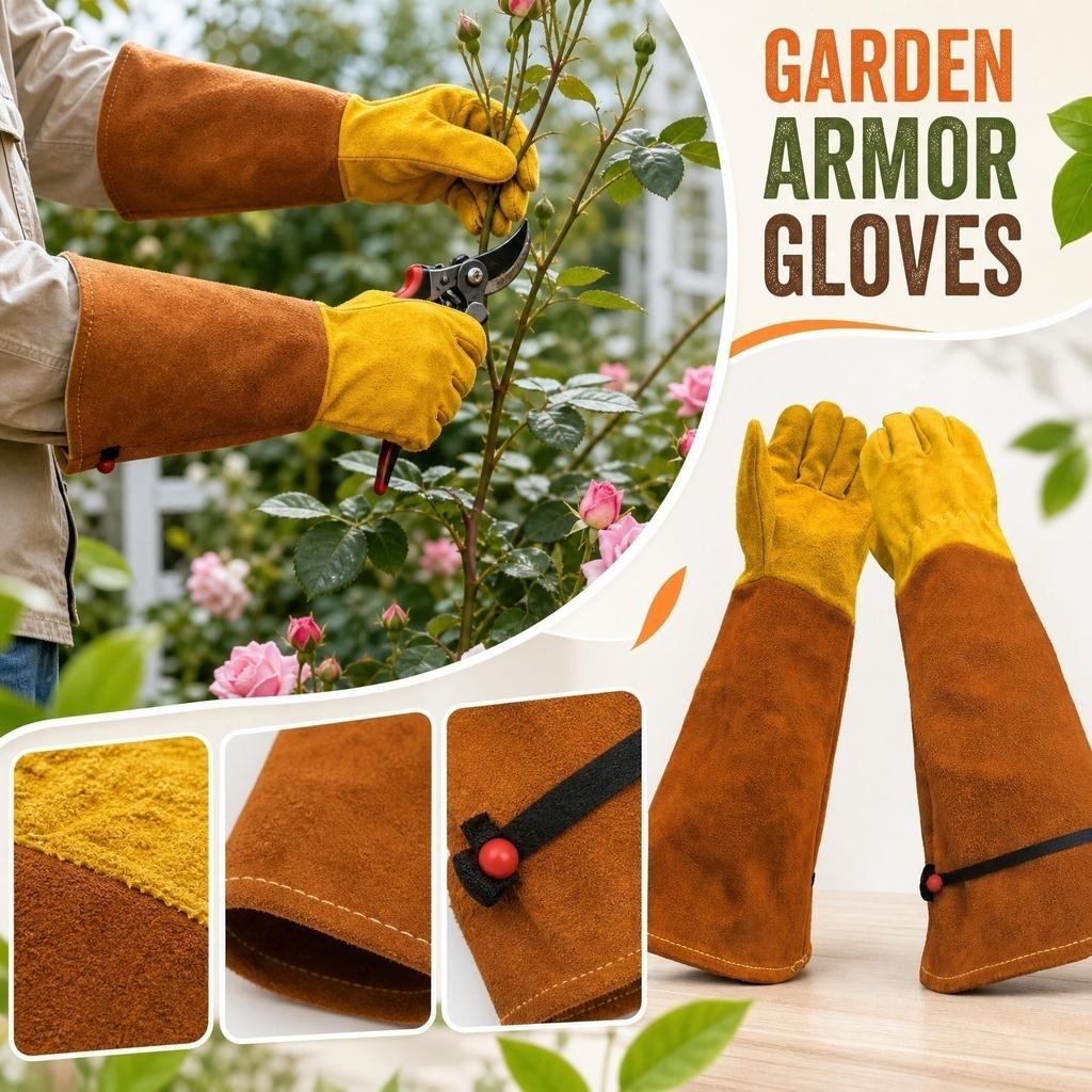 Heavy Duty Leather Gardening Gloves Extended Length Protective Gloves for Outdoor Work Gardening and Yard Maintenance